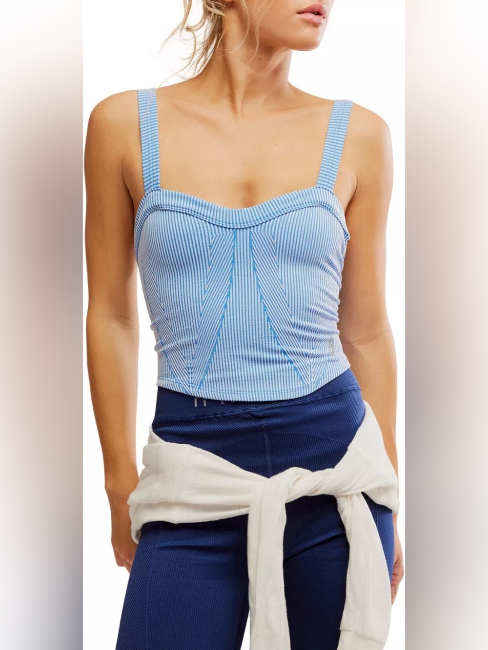 *NWOT* Free people movement perfectly plated cami in denim blue combo